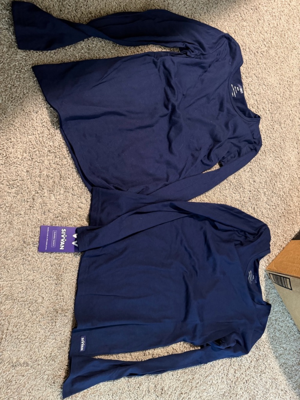 Navy Long Sleeve Crewneck Top - Pair- nwt- size small